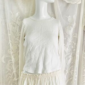 We The Free White Ribbed Long Sleeve Thermal Top